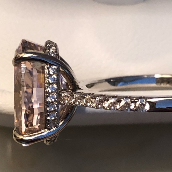 NWOT Sterling Silver Radiant Cut Faux Light Pink Diamond - Picture 5 of 6